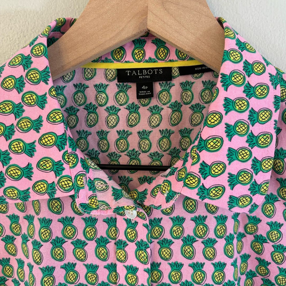 Talbots Sleeveless Button Up Collared Pineapple S… - image 2